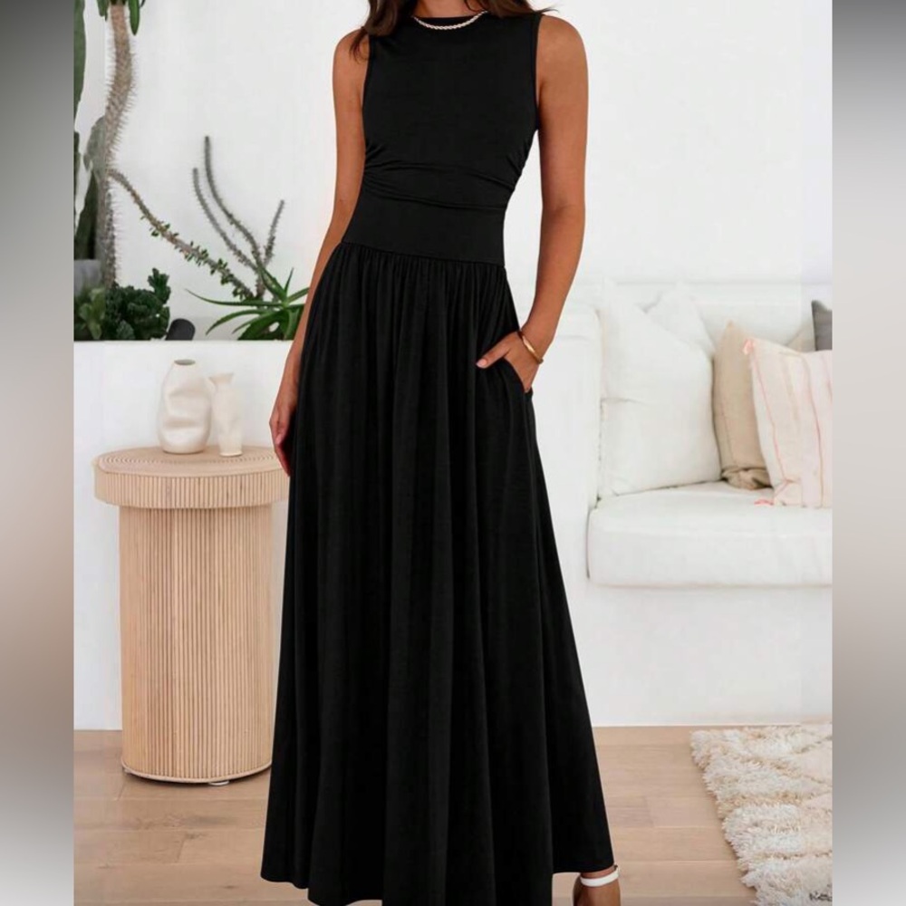 Elegant Black Sleeveless Maxi Dress